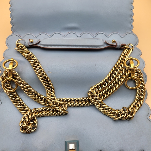 FENDI Vitello Liberty Scalloped Studded Kan Shoulder Crossbody, Authentic w/COA - Picture 15 of 16